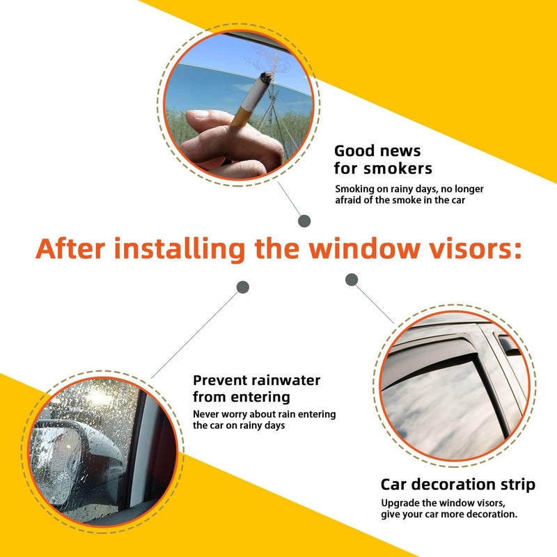 PLDDE Rain Guards Compatible with 1996-2001 Audi B5 A4/A4 Quattro/S4 4-Door Sedan Tape-On Side Window Visor Wind Deflector Vent Visors Car Accessories - Image 4